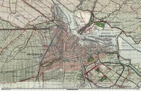 Oude kaart van Amsterdam in 1930, als puzzel van 1000 stukjes
