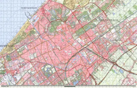 Oude kaart van Den Haag in 1975, als puzzel van 1000 stukjes
