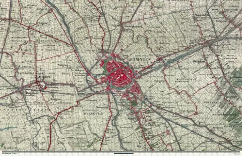 Oude kaart van Groningen in 1930, als puzzel van 1000 stukjes