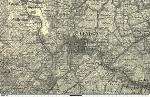 Oude kaart van Leiden in 1870, als puzzel van 1000 stukjes