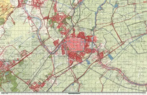 Oude kaart van Leiden in 1960, als puzzel van 1000 stukjes