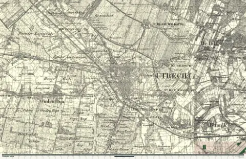 Oude kaart van Utrecht in 1870, als puzzel van 1000 stukjes