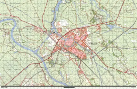 Oude kaart van Zwolle in 1965, als puzzel van 1000 stukjes