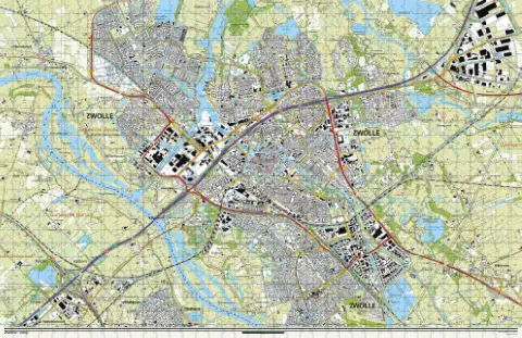 Oude kaart van Zwolle in 2025, als puzzel van 1000 stukjes